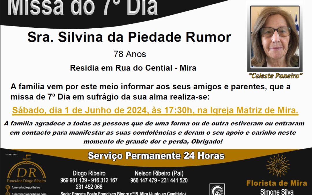 Missa 7º Dia Silvina da Piedade Rumor