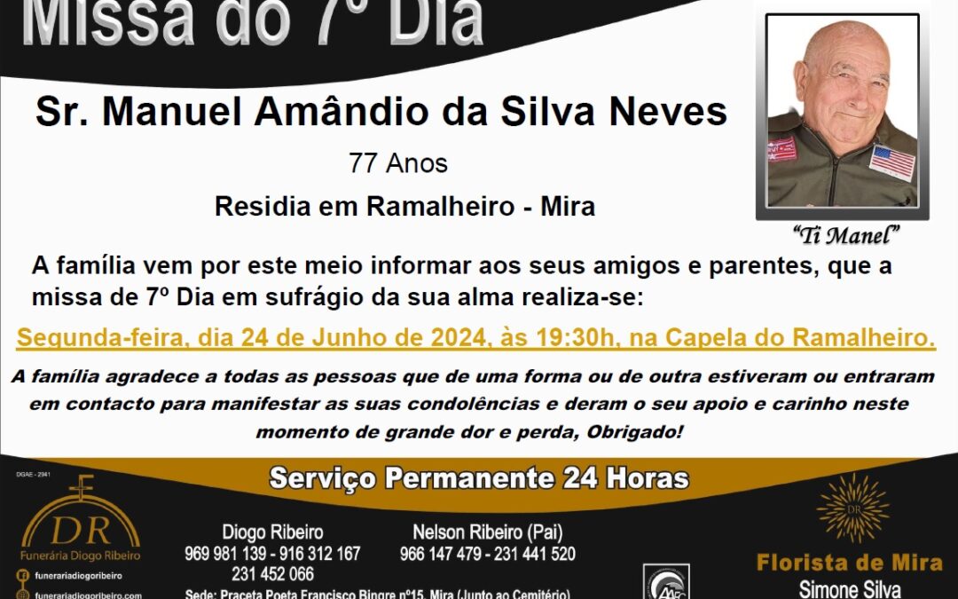 Missa 7º Dia Manuel Amândio da Silva Neves