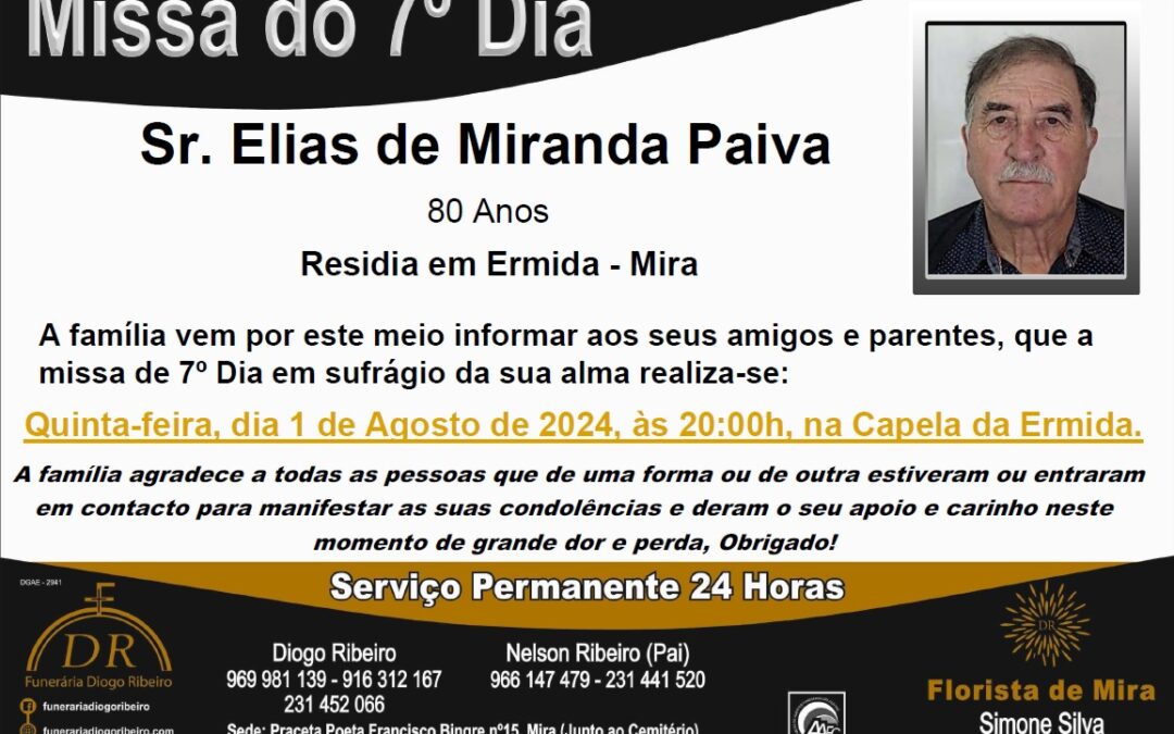 Missa 7º Dia Elias de Miranda Paiva