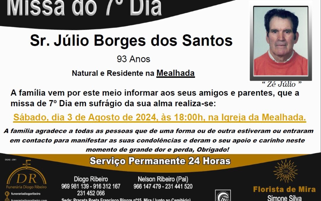 Missa 7º Dia Júlio Borges dos Santos