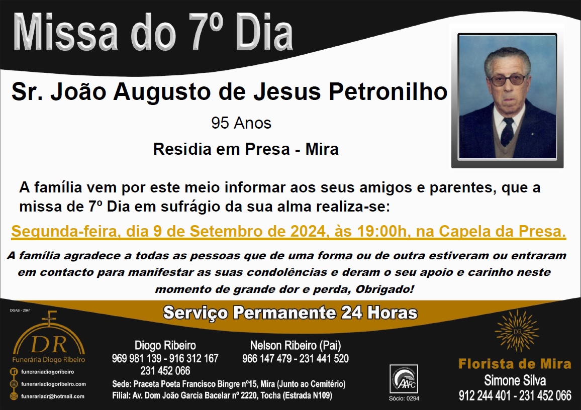 Missa 7º Dia João Augusto de Jesus Petronilho