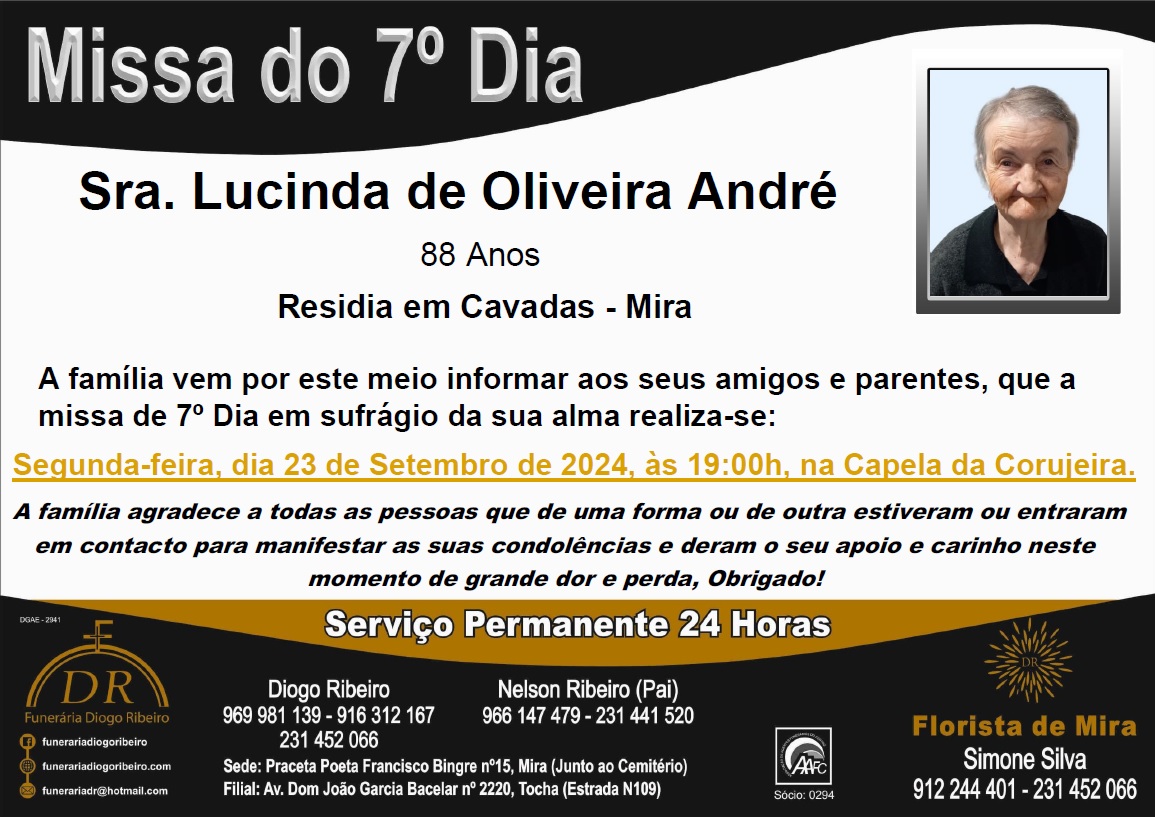 Missa 7º Dia Lucinda de Oliveira André