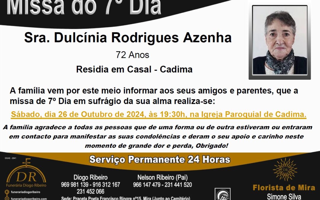 Missa 7º Dia Dulcínia Rodrigues Azenha