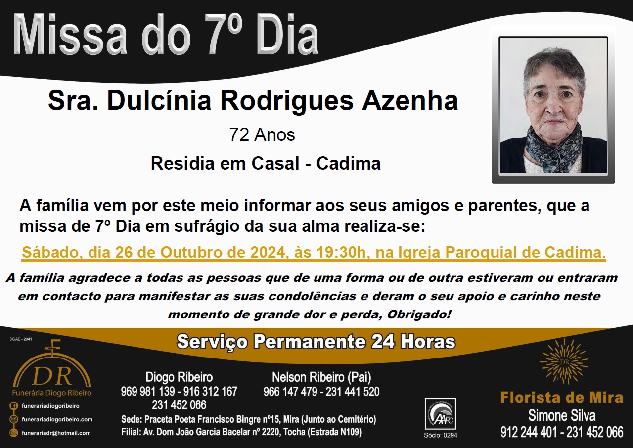 Missa 7º Dia Dulcínia Rodrigues Azenha