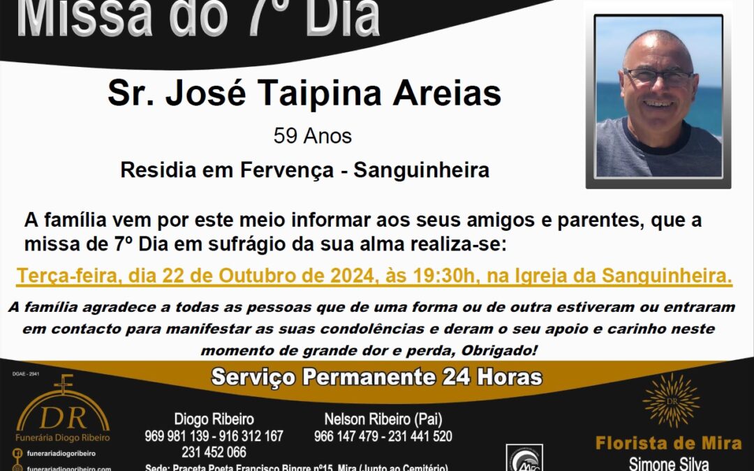 Missa 7º Dia José Taipina Areias