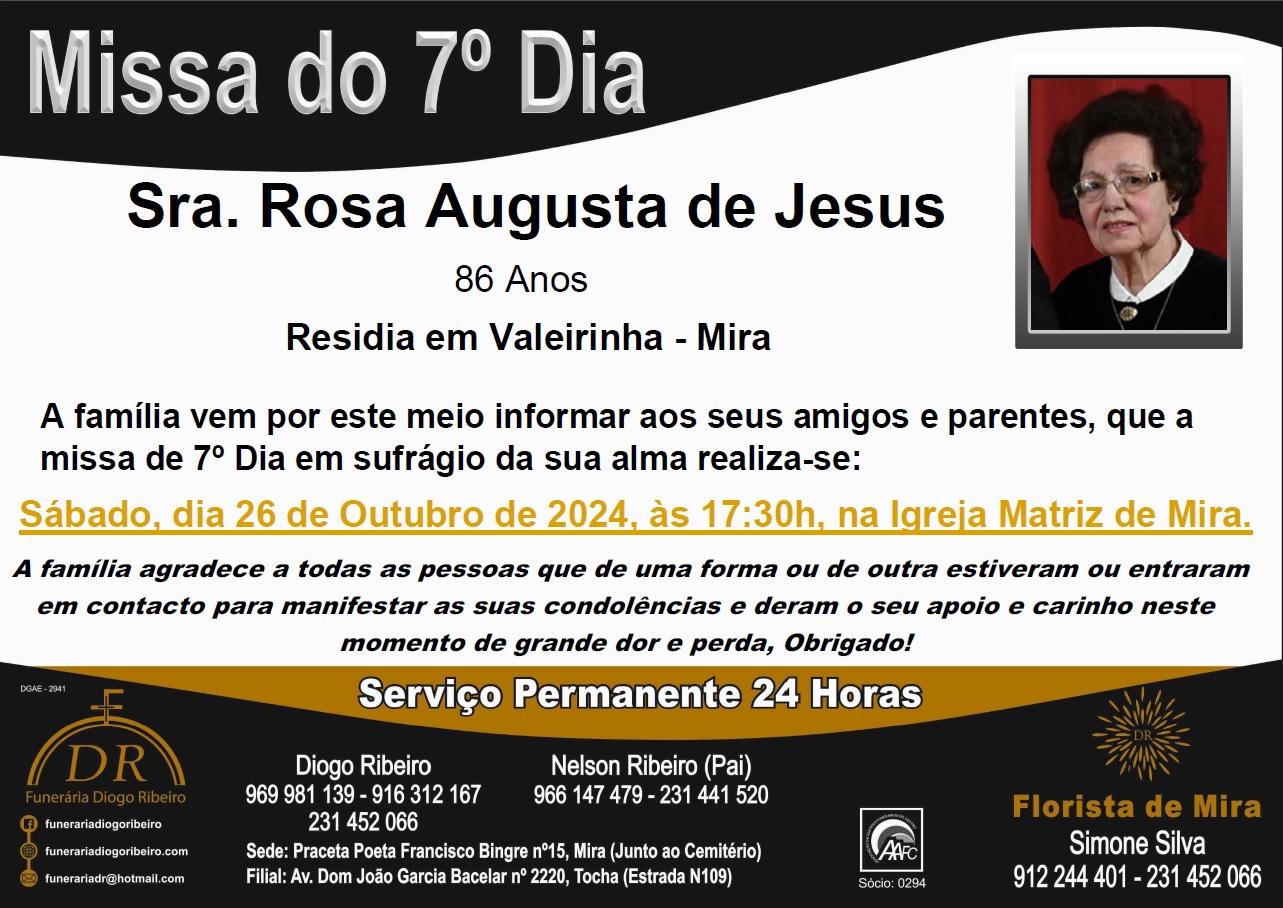 Missa 7º Dia Rosa Augusta de Jesus