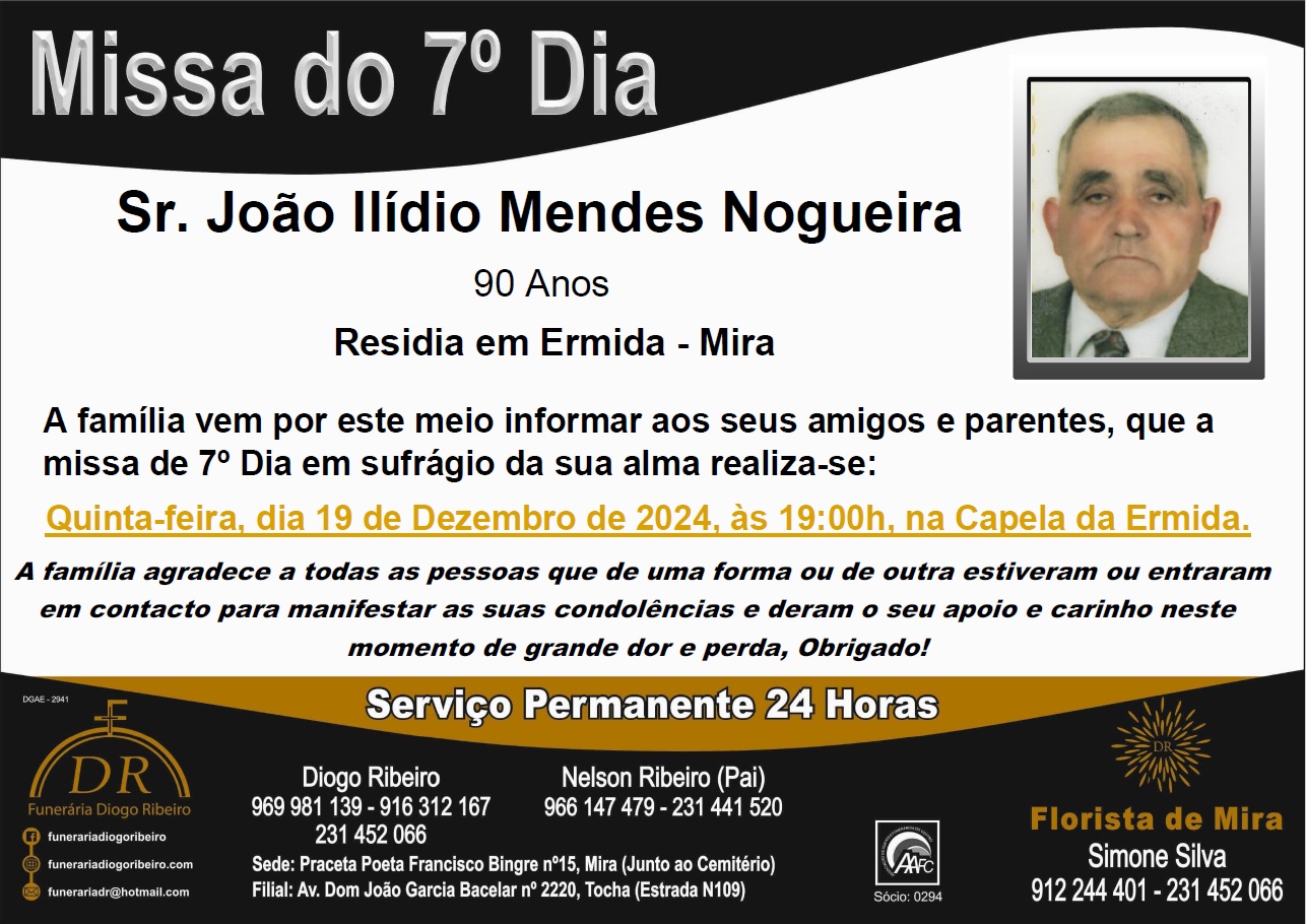 Missa 7º Dia João Ilídio Mendes Nogueira